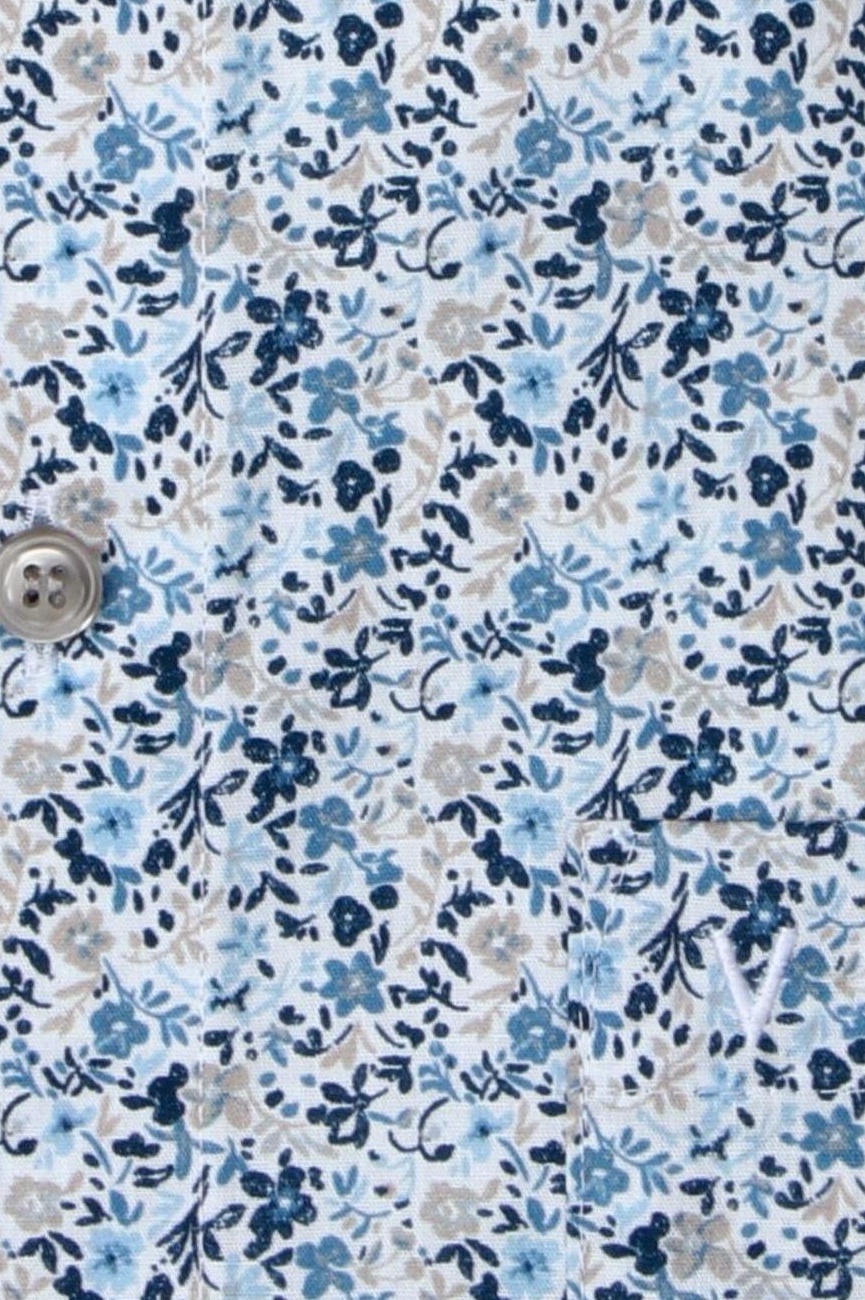 Produktbild fr 'MARVELIS Modern Fit Hemd extra langer Arm New Kent Kragen Blumenmuster hellblau'