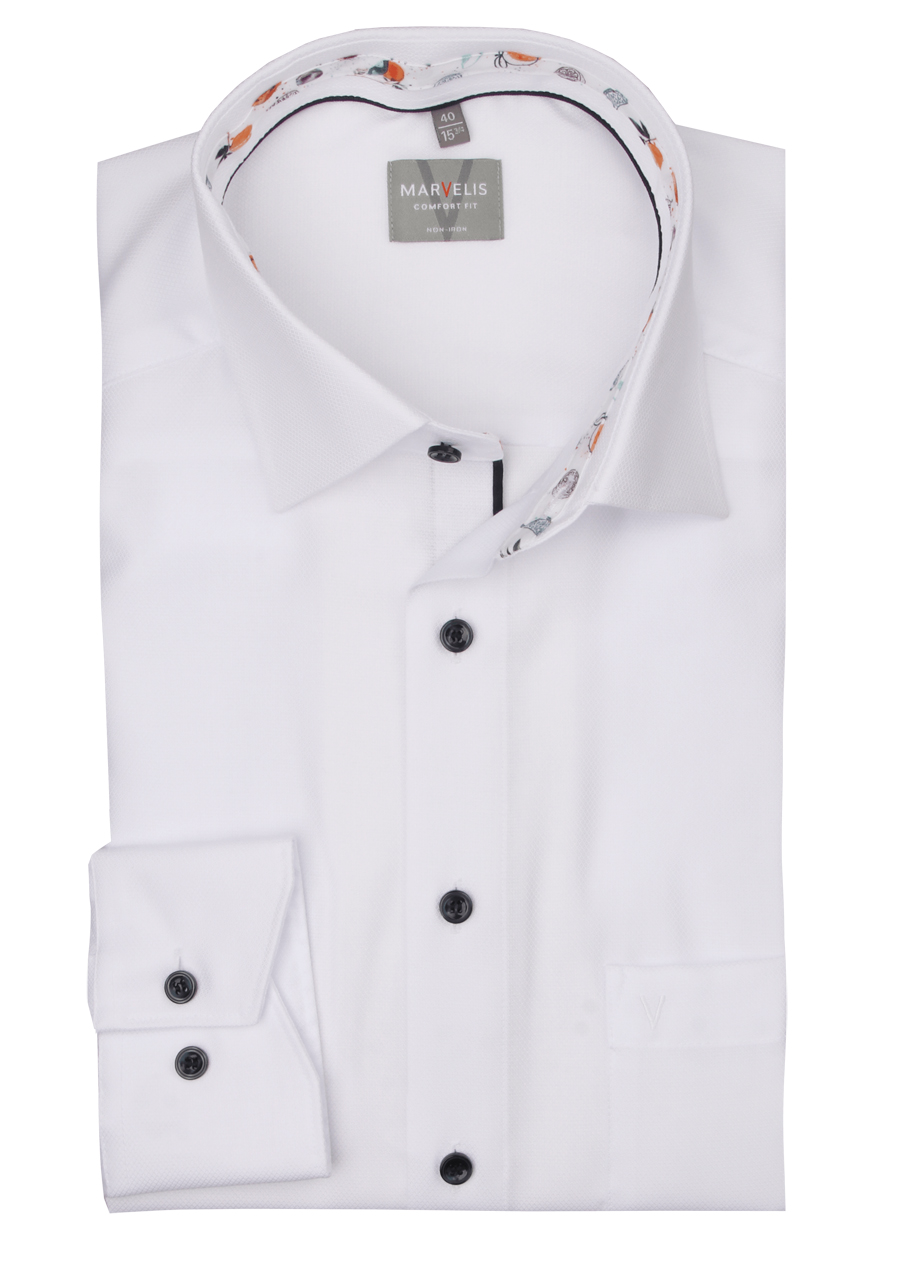 Produktbild f�r 'MARVELIS Comfort Fit Hemd Langarm New Kent Kragen Struktur wei�'