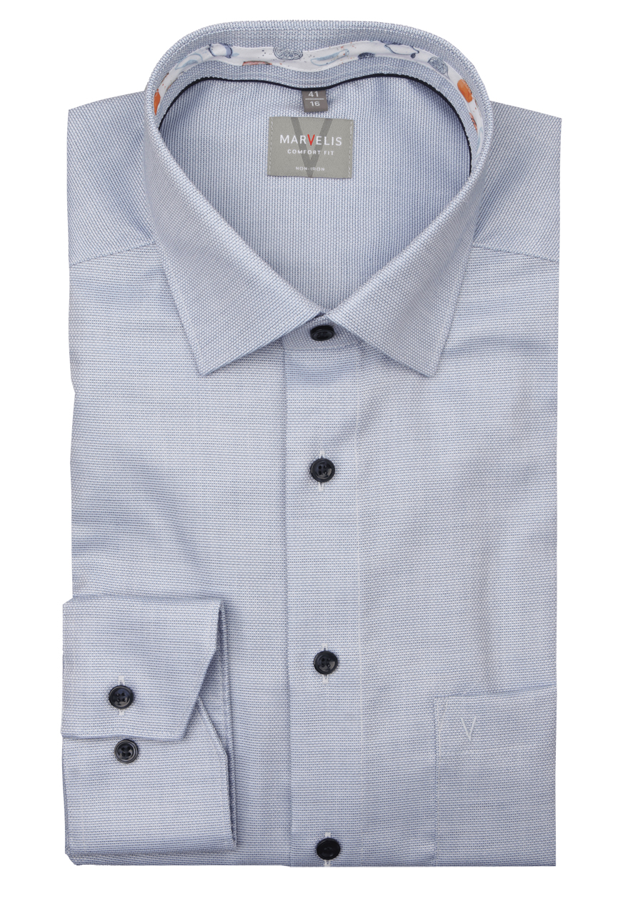 Produktbild f�r 'MARVELIS Comfort Fit Hemd Langarm New Kent Kragen Struktur hellblau'