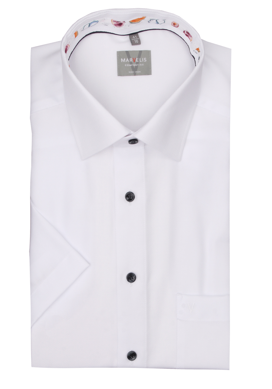 Produktbild f�r 'MARVELIS Comfort Fit Hemd Halbarm New Kent Kragen Struktur wei�'