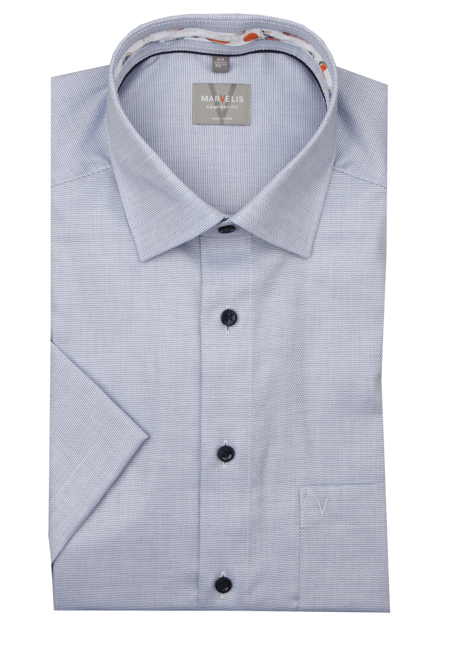 Produktbild f�r 'MARVELIS Comfort Fit Hemd Halbarm New Kent Kragen Struktur hellblau'