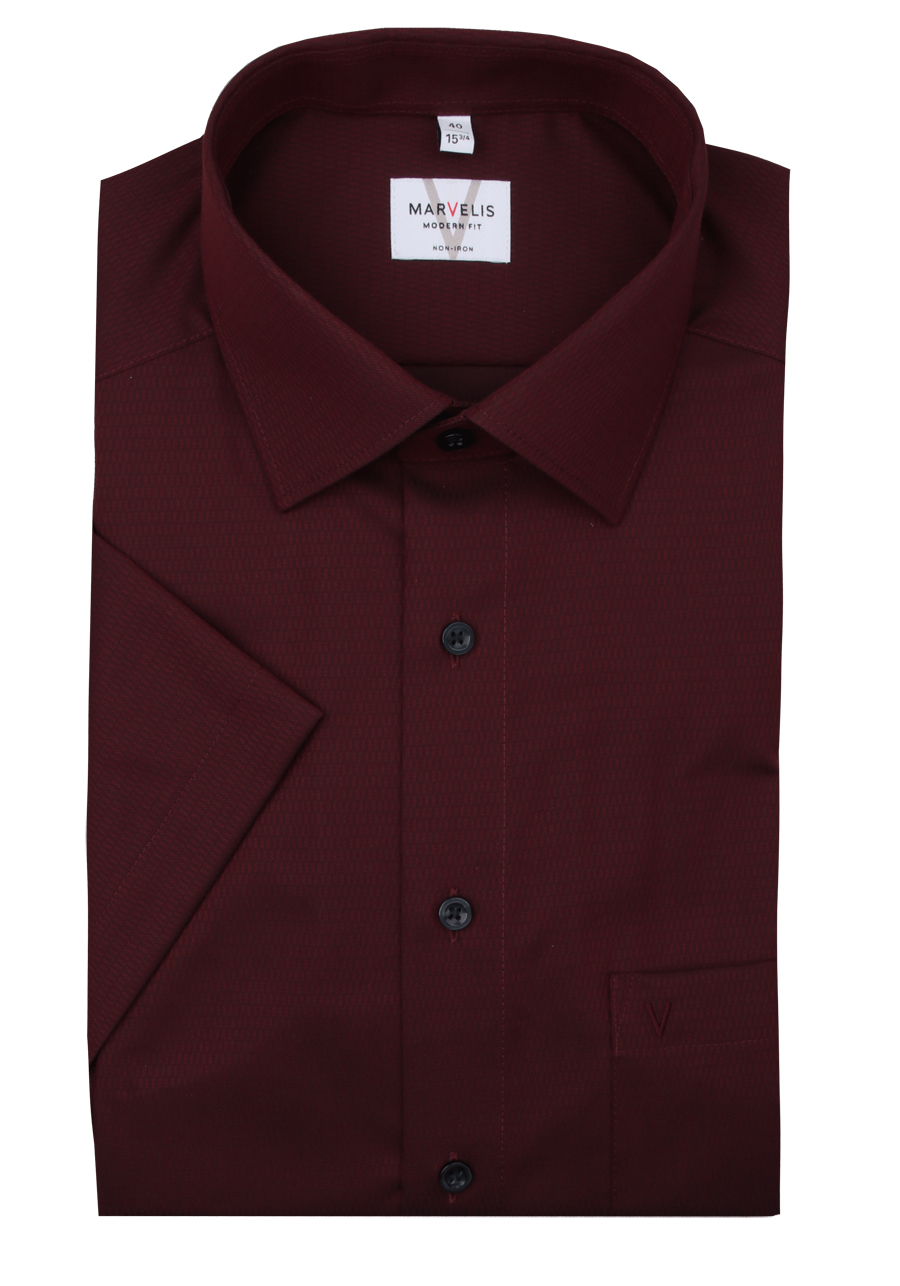 Produktbild f�r 'MARVELIS Modern Fit Hemd Halbarm New Kent Kragen Struktur rot'