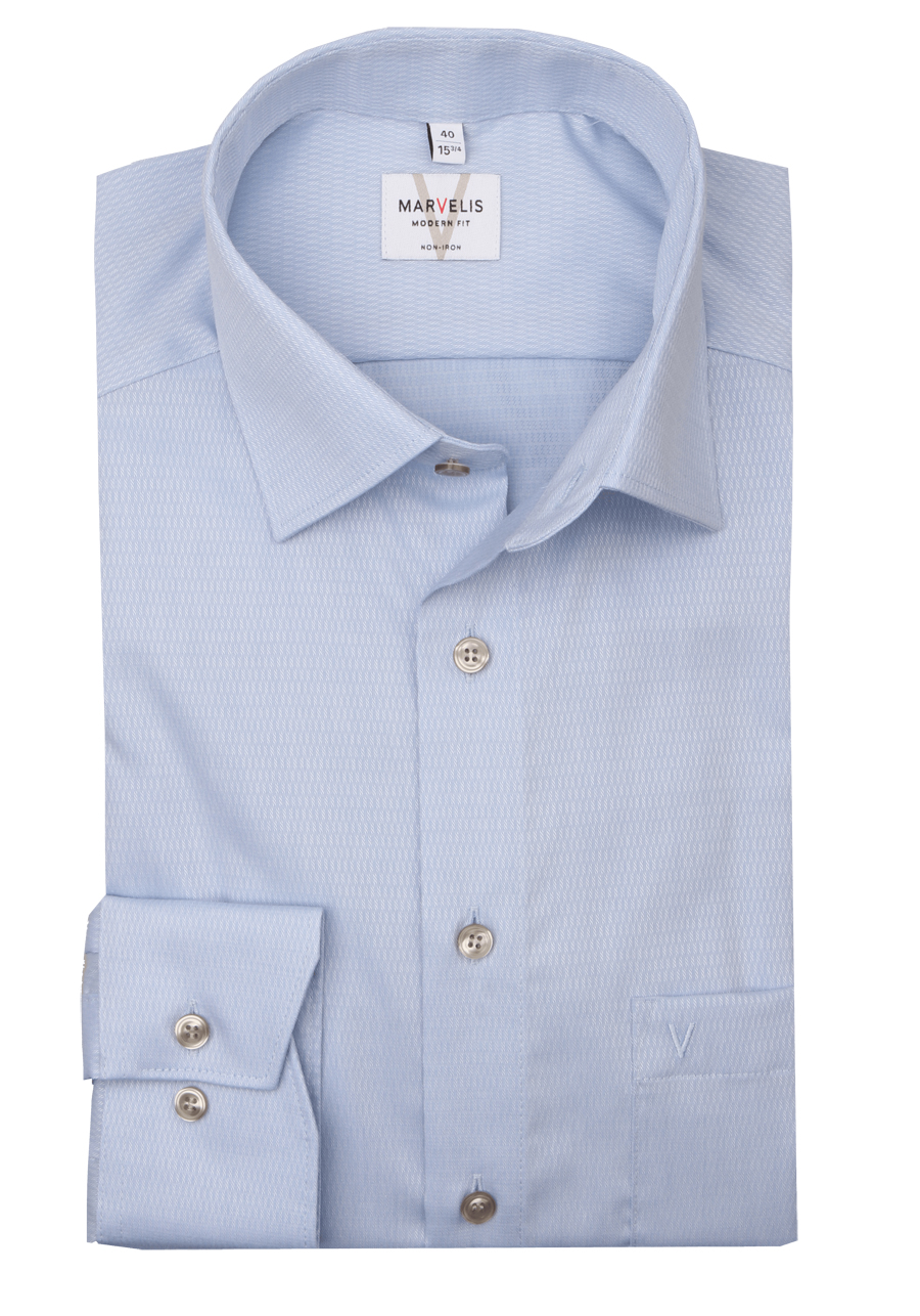 Produktbild f�r 'MARVELIS Modern Fit Hemd Langarm New Kent Kragen Struktur hellblau'