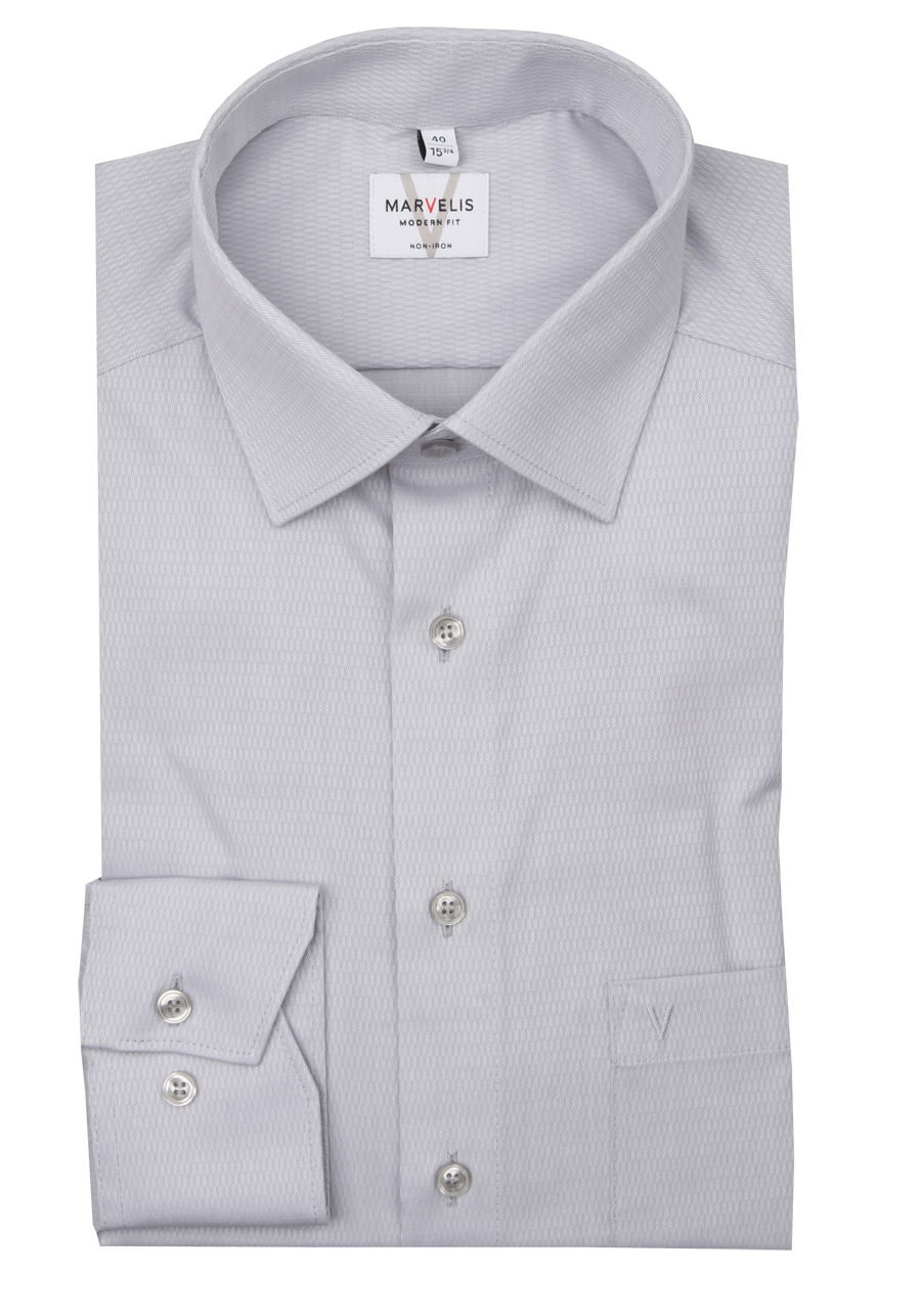 Produktbild f�r 'MARVELIS Modern Fit Hemd Langarm New Kent Kragen Struktur silber'