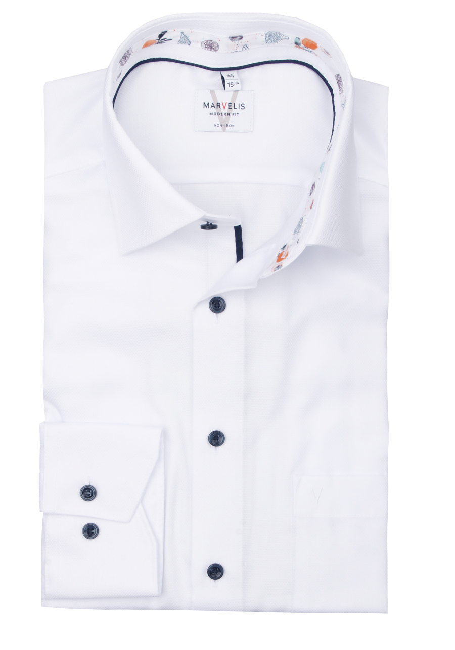 Produktbild f�r 'MARVELIS Modern Fit Hemd Langarm New Kent Kragen Struktur wei�'