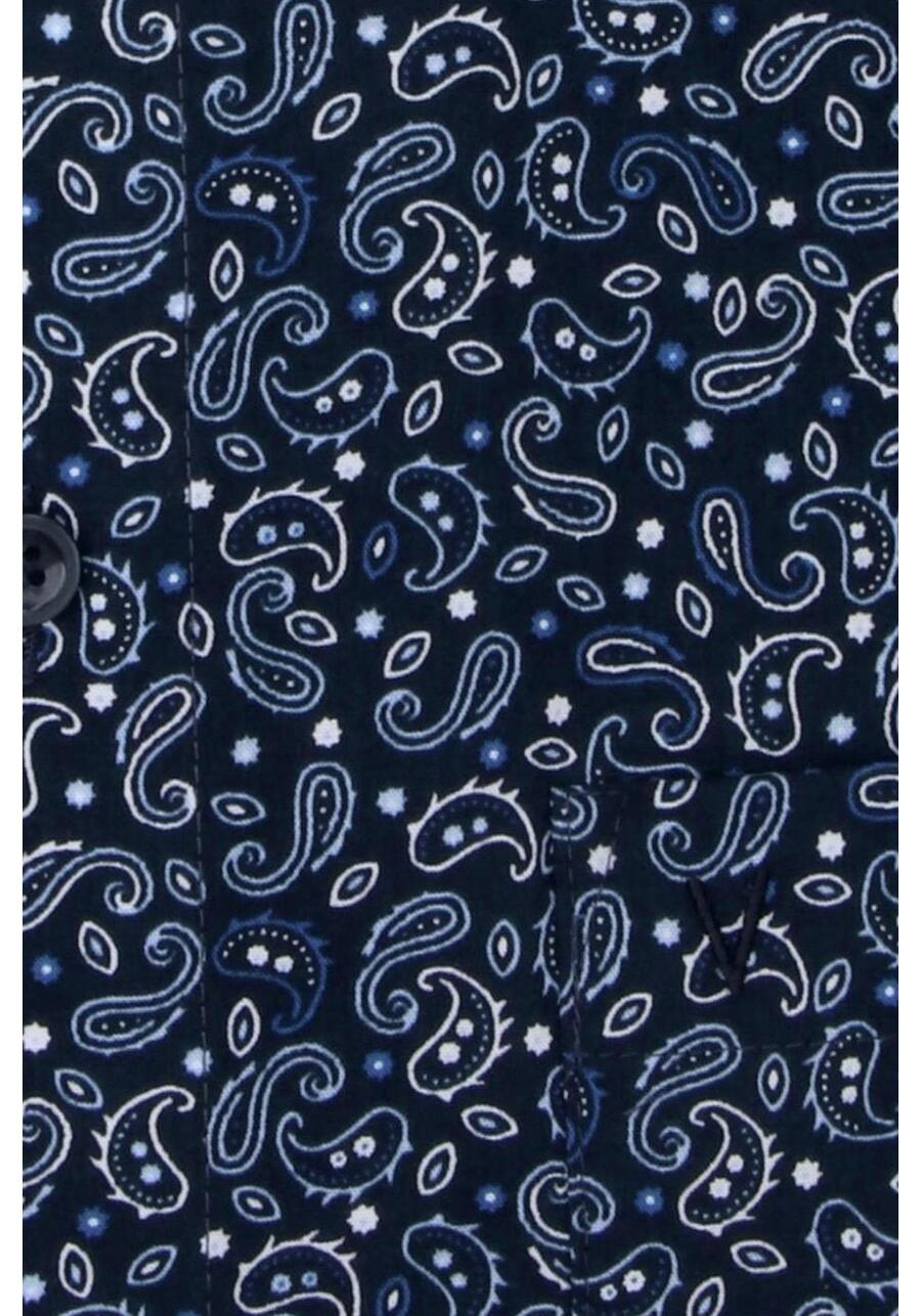 Produktbild fr 'MARVELIS Modern Fit Hemd extra langer Arm New Kent Kragen Muster blau'