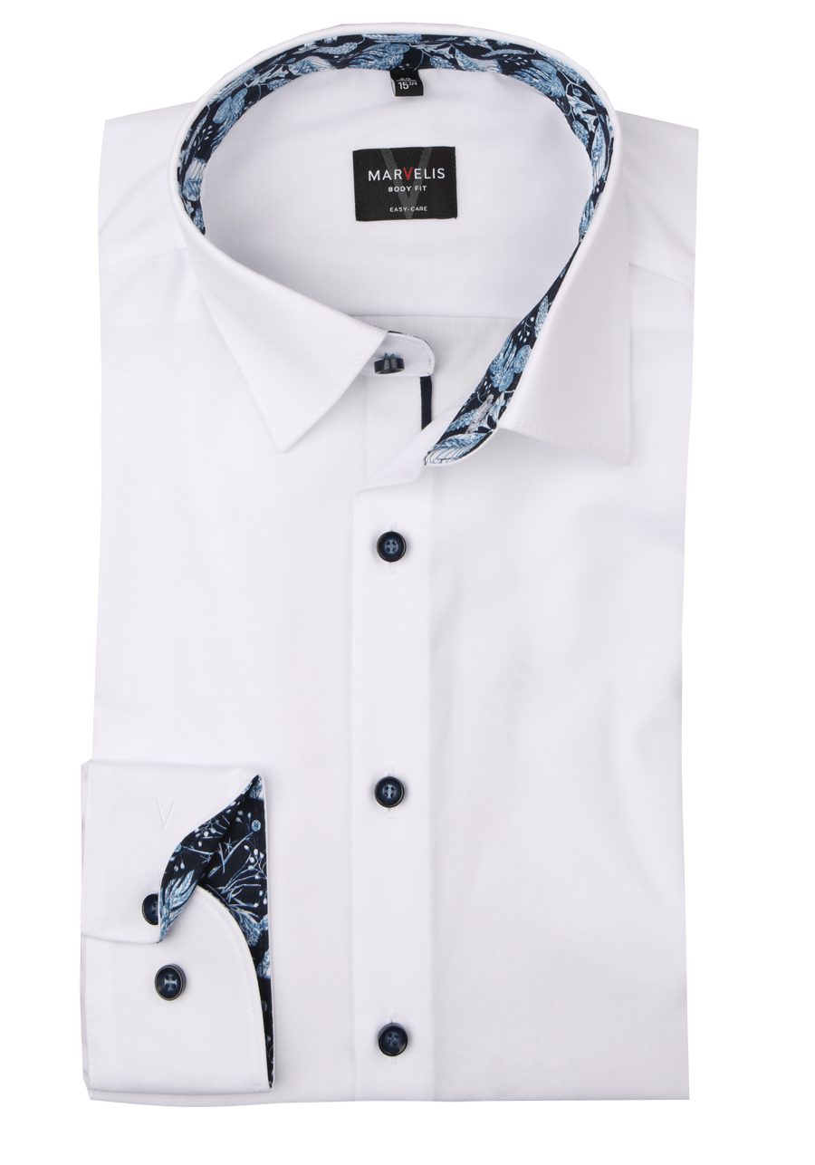 Produktbild f�r 'MARVELIS Super Slim Fit Hemd Langarm New Kent Kragen Chambray wei�'