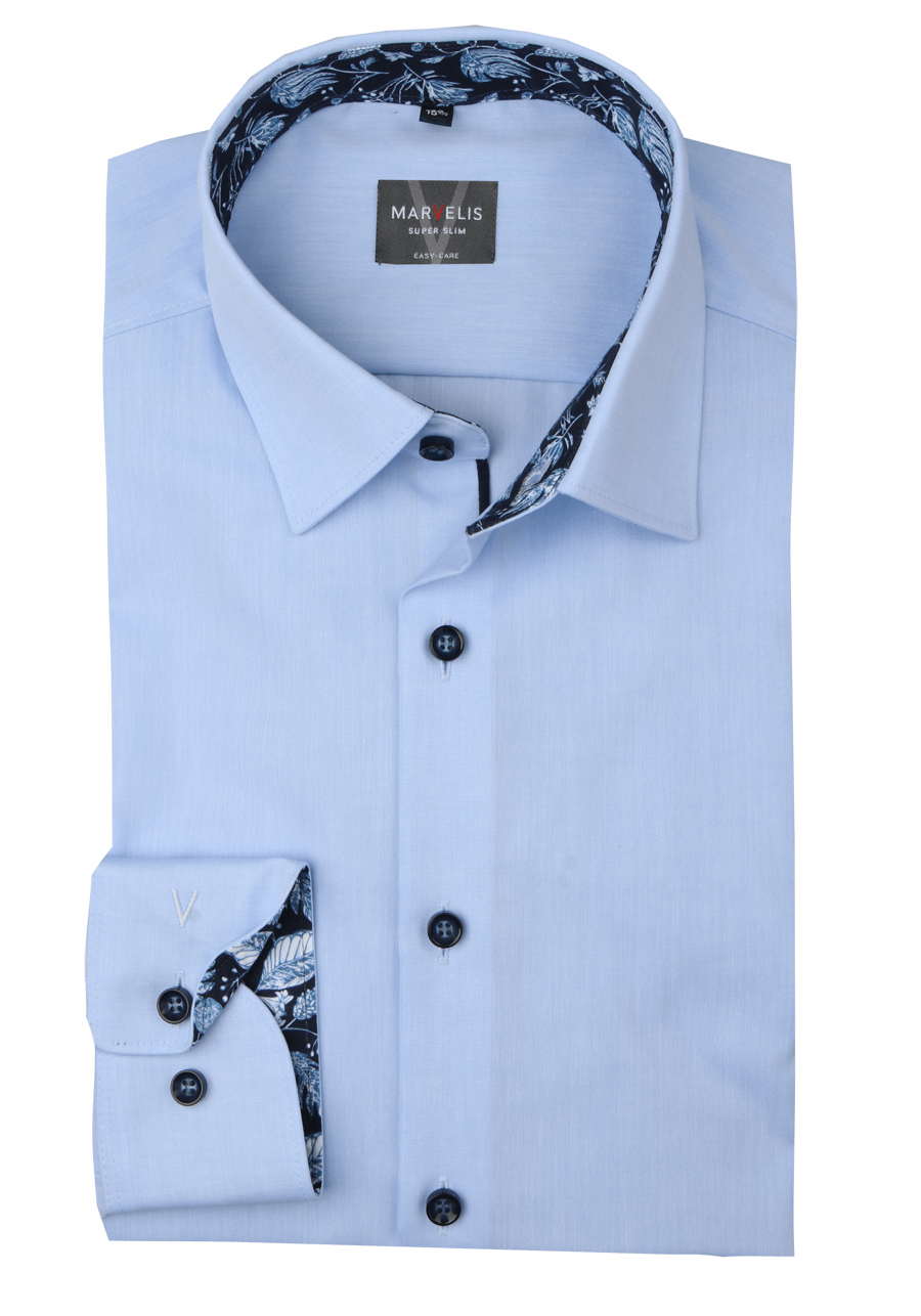 Produktbild f�r 'MARVELIS Super Slim Fit Hemd Langarm New Kent Kragen Chambray hellblau'