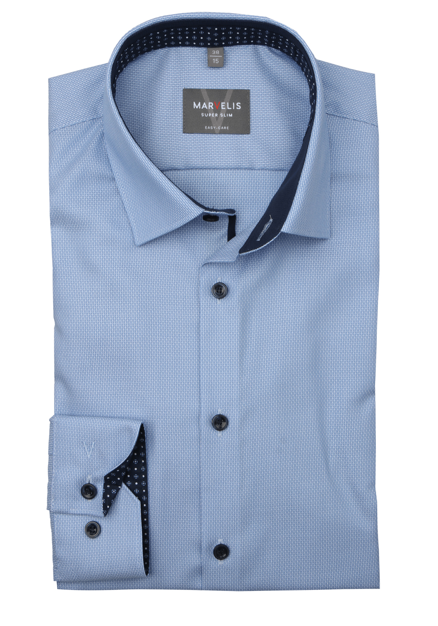 Produktbild f�r 'MARVELIS Super Slim Hemd Langarm New Kent Kragen Struktur hellblau'