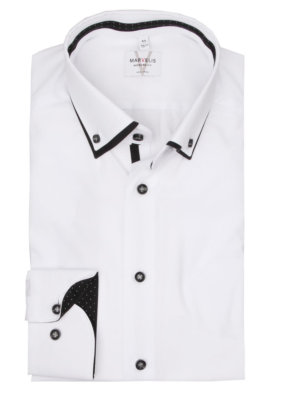 Produktbild f�r 'MARVELIS Modern Fit Hemd Langarm Doppelkragen wei�'