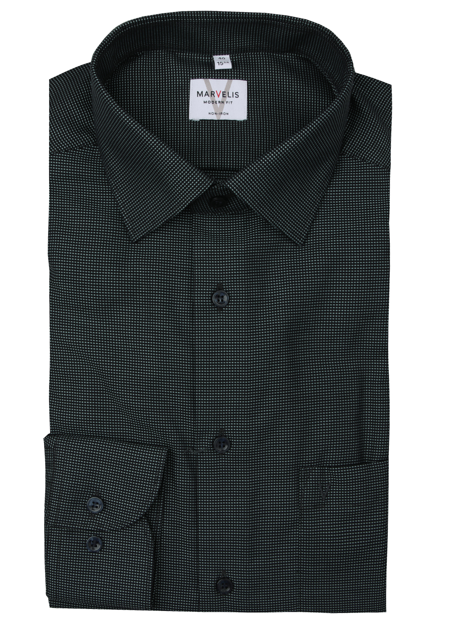 Produktbild f�r 'MARVELIS Modern Fit Hemd Langarm New Kent Kragen Struktur gr�n'