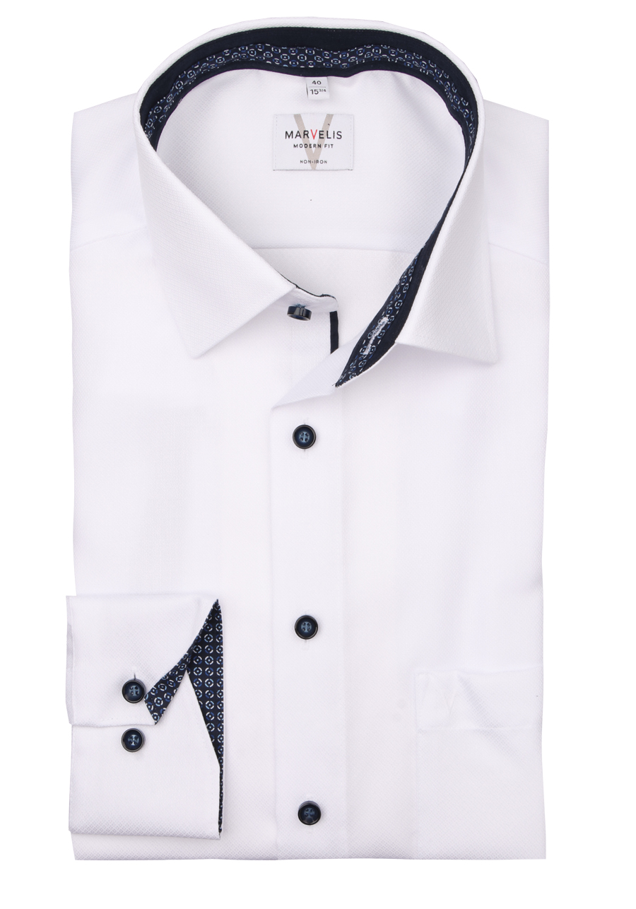 Produktbild f�r 'MARVELIS Modern Fit Hemd Langarm New Kent Kragen Struktur wei�'