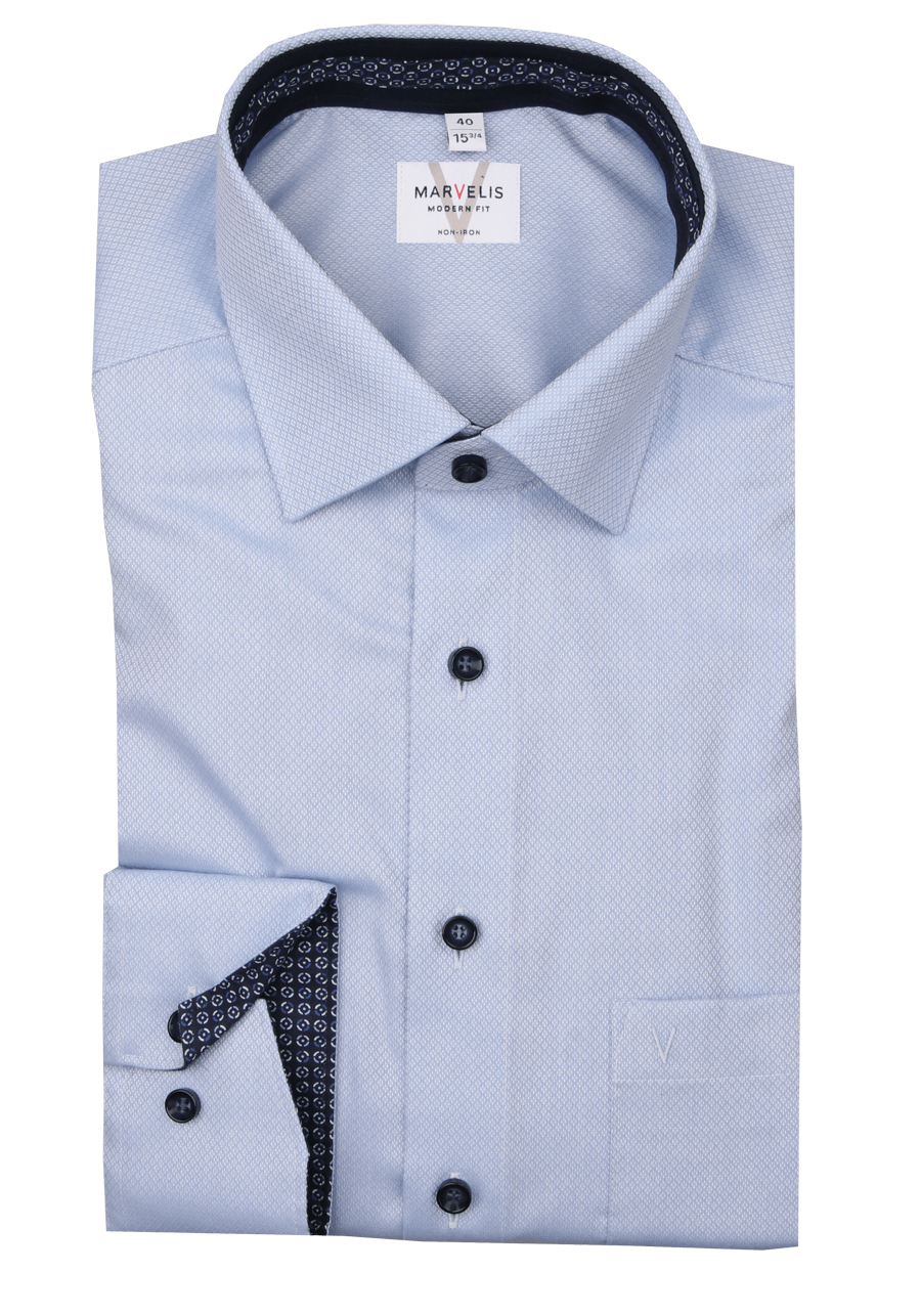 Produktbild f�r 'MARVELIS Modern Fit Hemd Langarm New Kent Kragen Struktur hellblau'