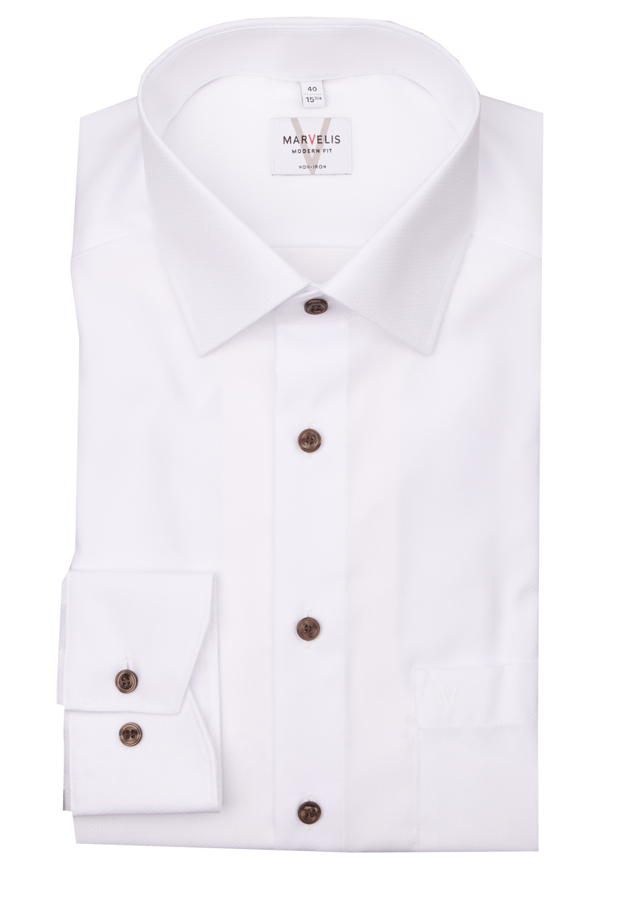 Produktbild f�r 'MARVELIS Modern Fit Hemd Langarm New Kent Kragen Struktur wei�'