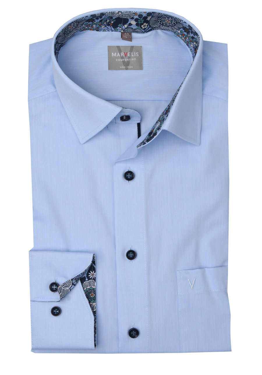 Produktbild fr 'MARVELIS Comfort Fit Hemd Langarm New Kent Kragen hellblau'