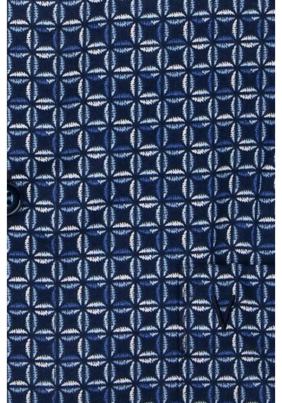 Produktbild fr 'MARVELIS Modern Fit Hemd extra langer Arm New Kent Kragen Muster dunkelblau'