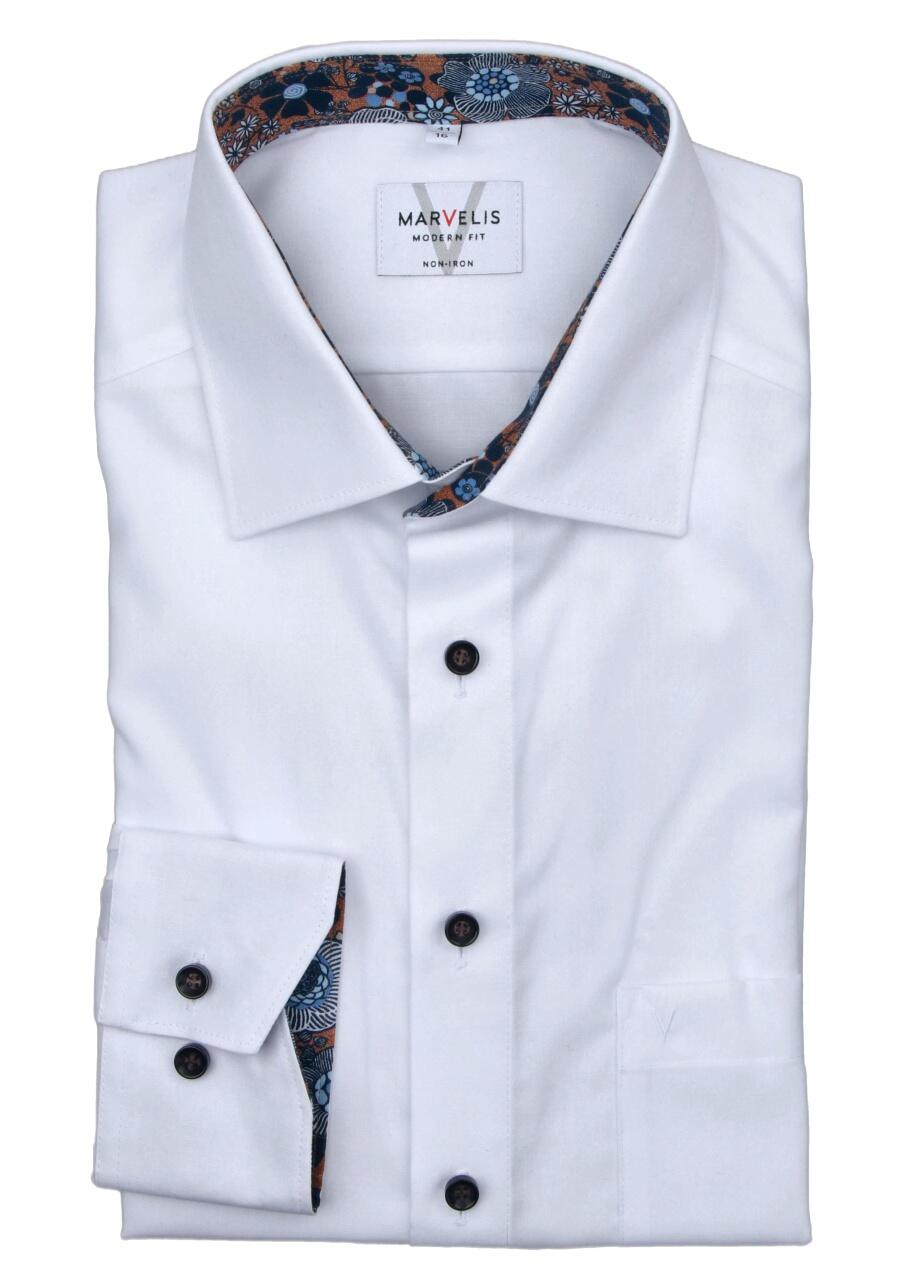 Produktbild fr 'MARVELIS Modern Fit Hemd extra langer Arm New Kent Kragen wei'