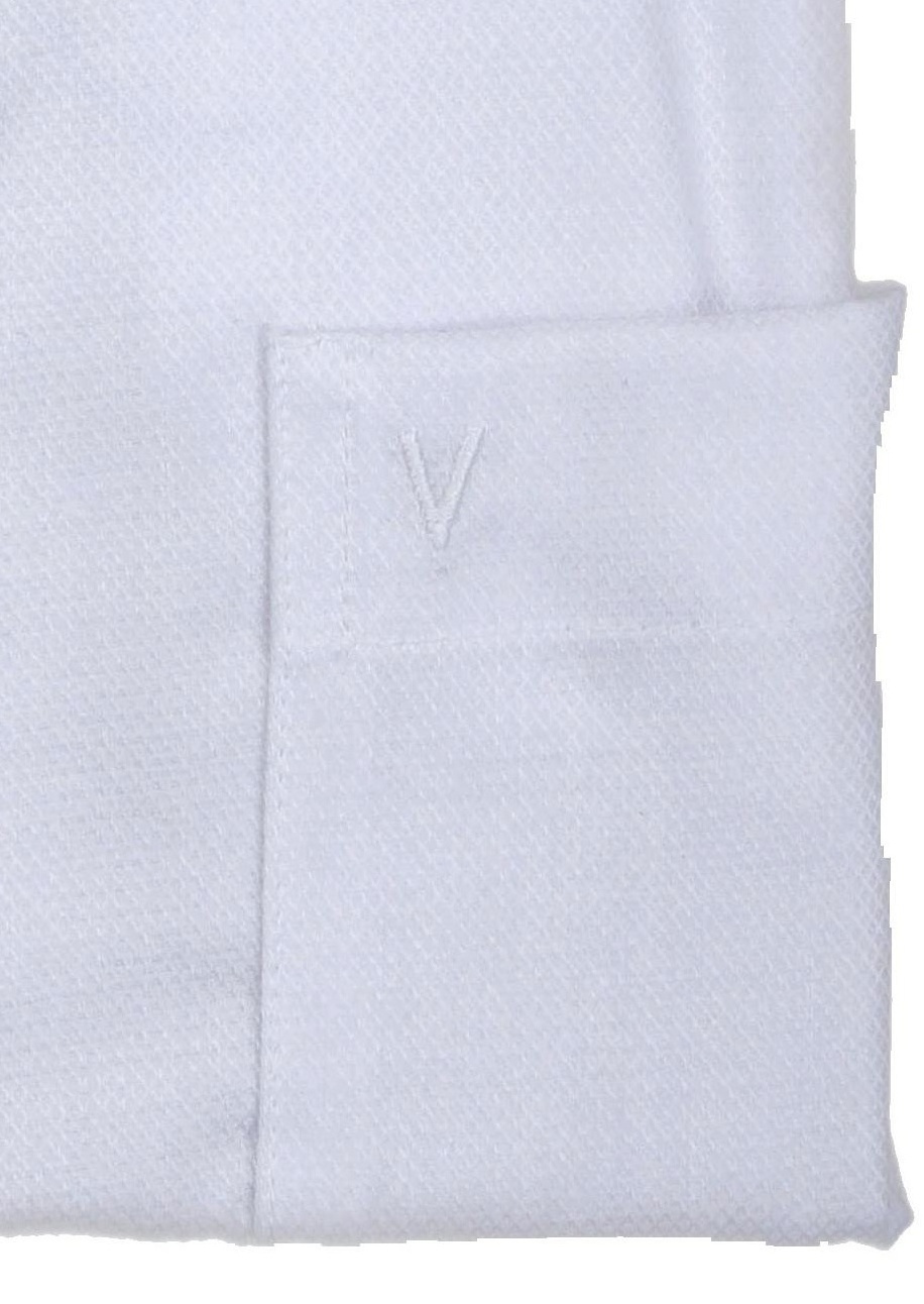 MARVELIS Modern Fit Hemd Langarm mit Brusttasche Struktur weiß