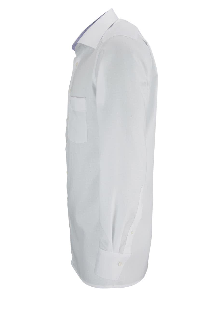 MARVELIS Modern Fit Hemd Langarm mit Brusttasche Struktur weiß