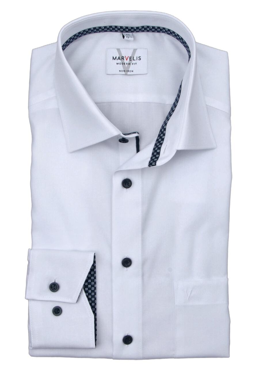 Produktbild fr 'MARVELIS Modern Fit Hemd Langarm New Kent Kragen wei'