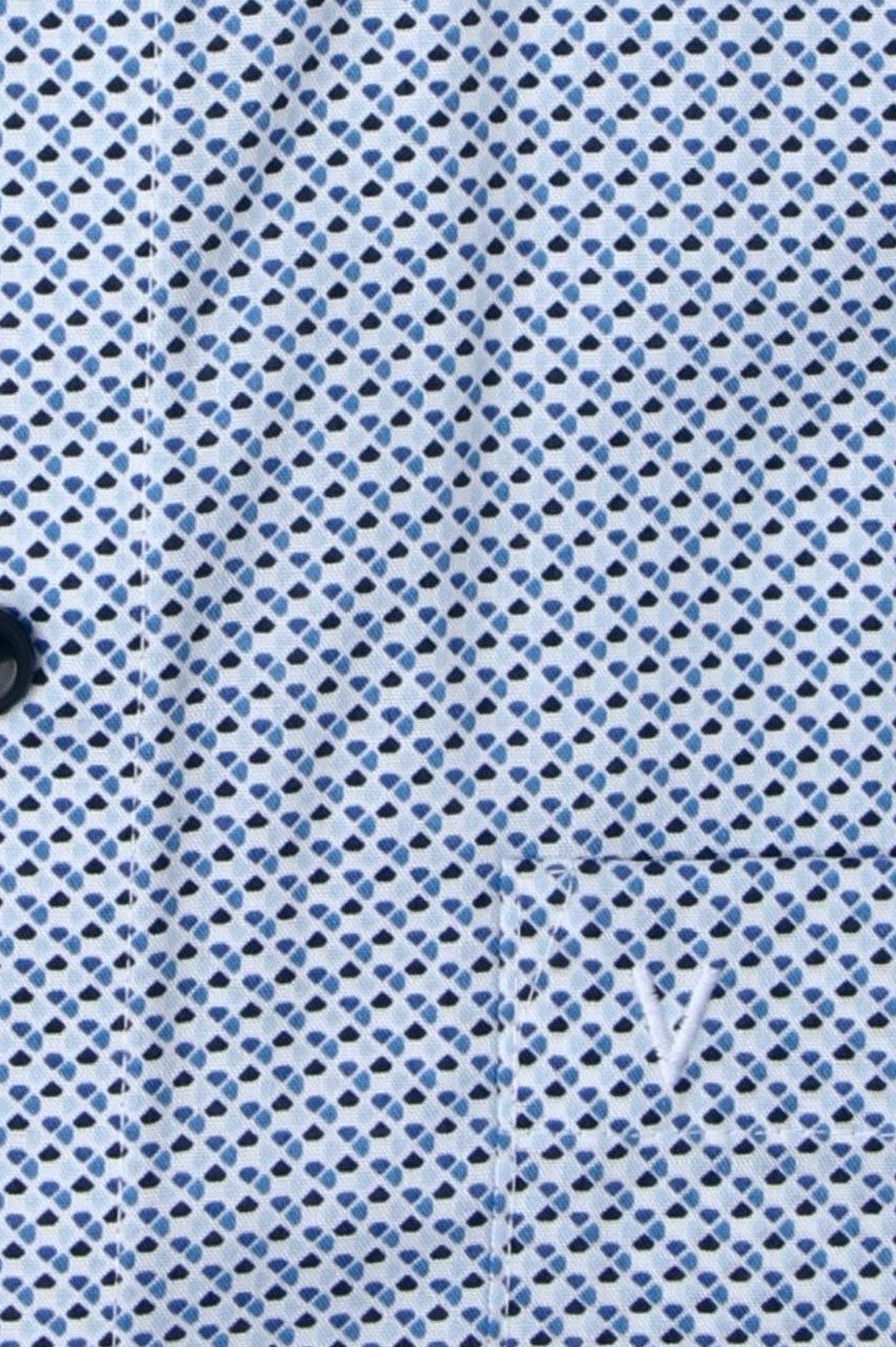 Produktbild fr 'MARVELIS Modern Fit Hemd Halbarm New Kent Kragen Muster hellblau'