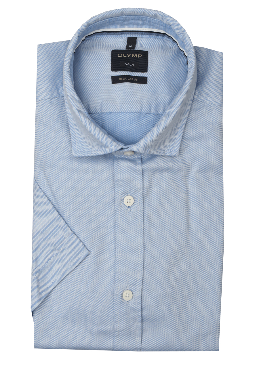 Produktbild fr 'OLYMP Casual regular fit Hemd Halbarm New Kent Kragen Struktur hellblau'