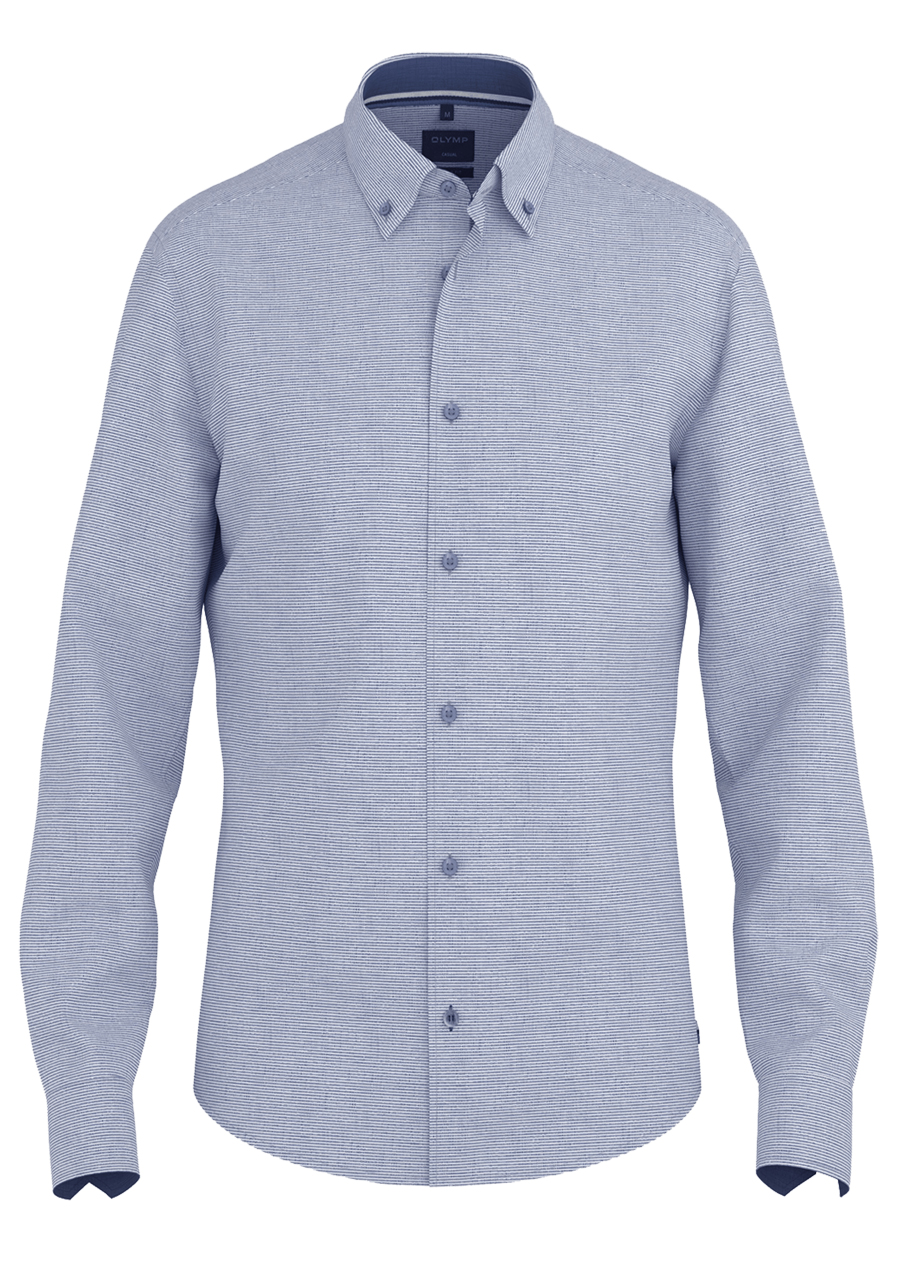 Produktbild f�r 'OLYMP Casual Hemd Langarm Button Down Kragen Leinen Ringel dunkelblau'