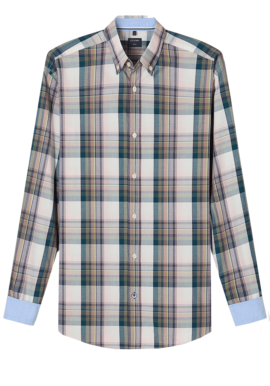 Produktbild f�r 'OLYMP Casual Hemd Langarm Button Down Kragen Karo blau'