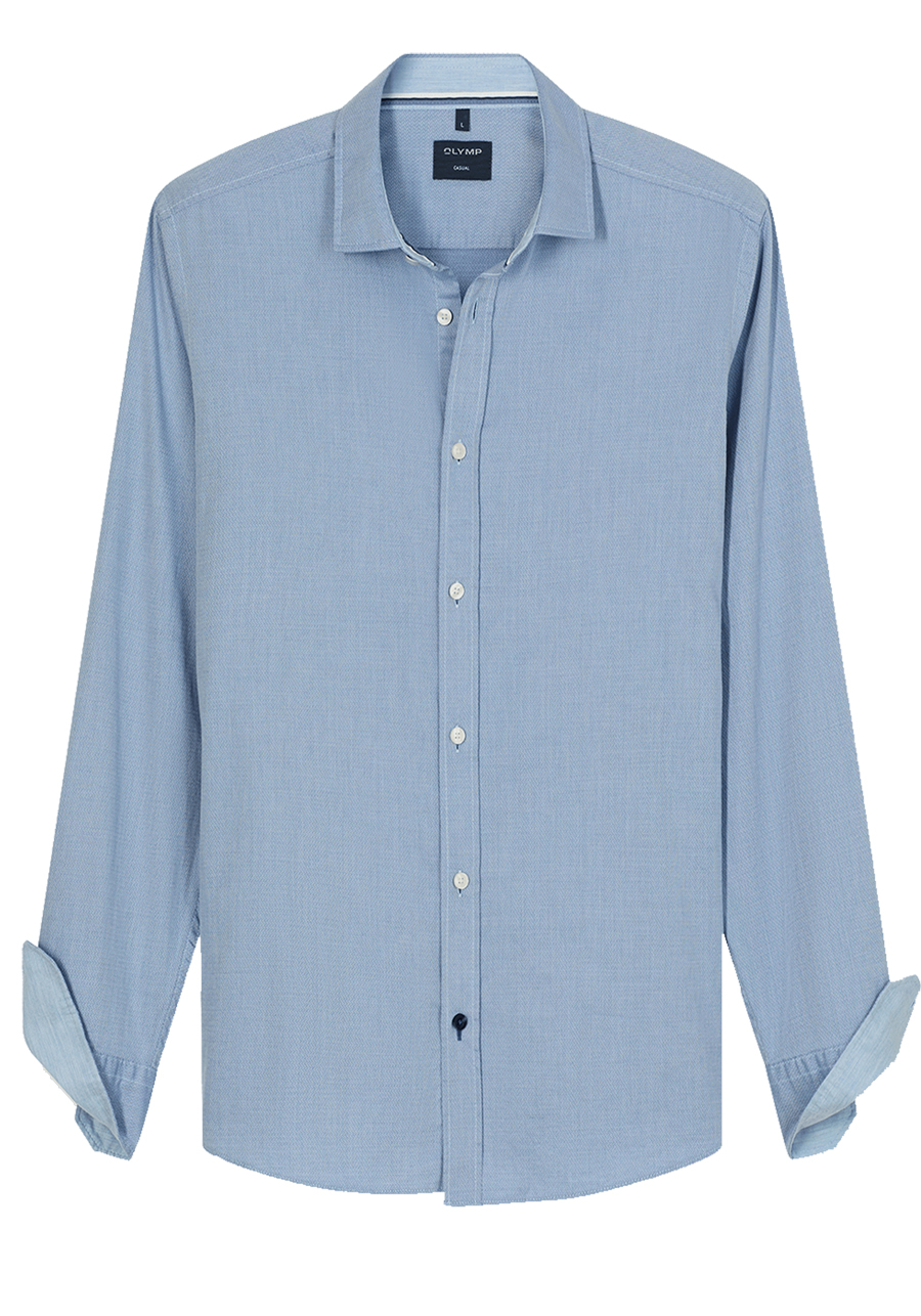 Produktbild f�r 'OLYMP Casual Hemd Langarm New Kent Kragen Struktur hellblau'