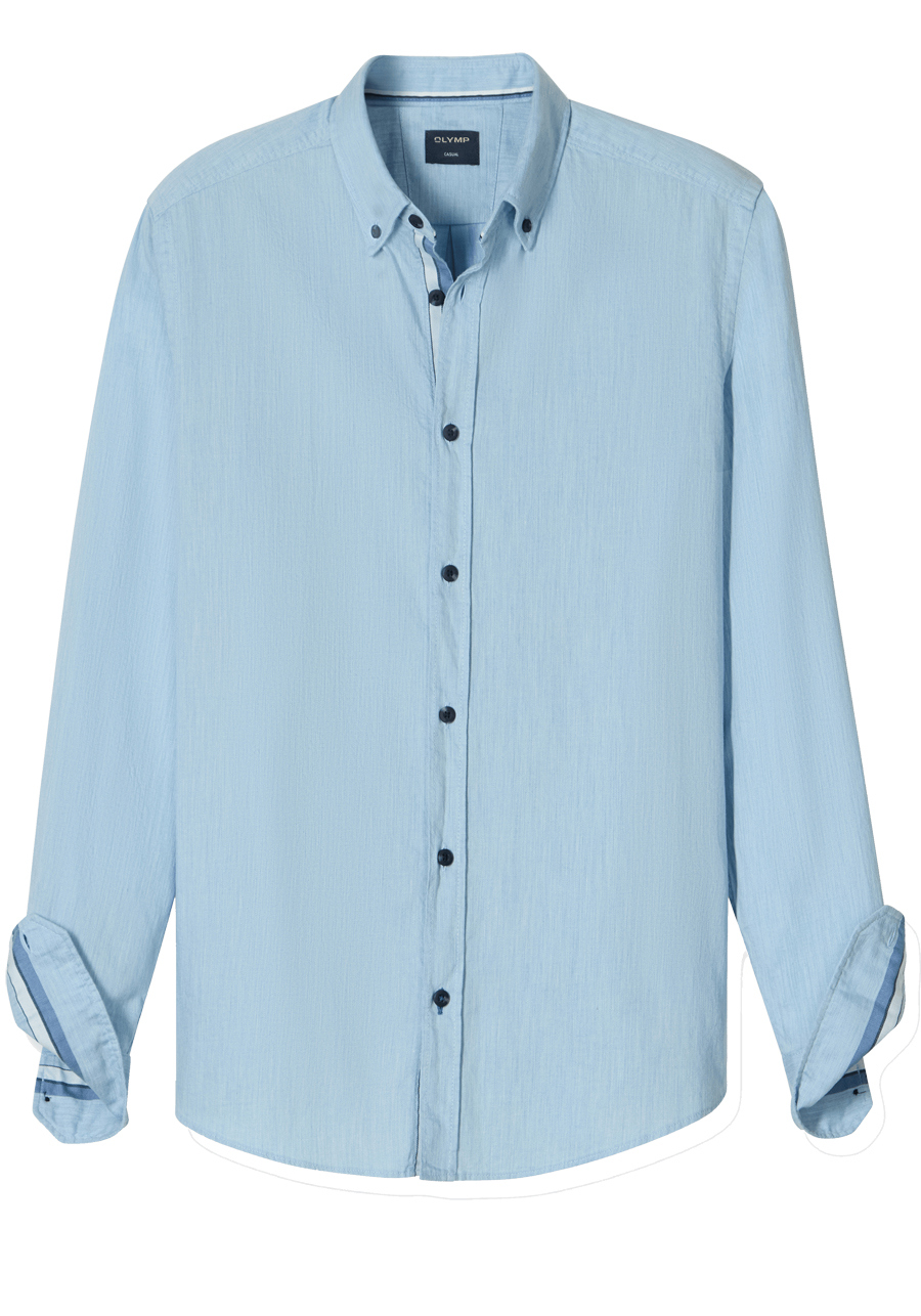 Produktbild f�r 'OLYMP Casual Hemd Langarm Button Down Kragen Mountain Twill hellblau'
