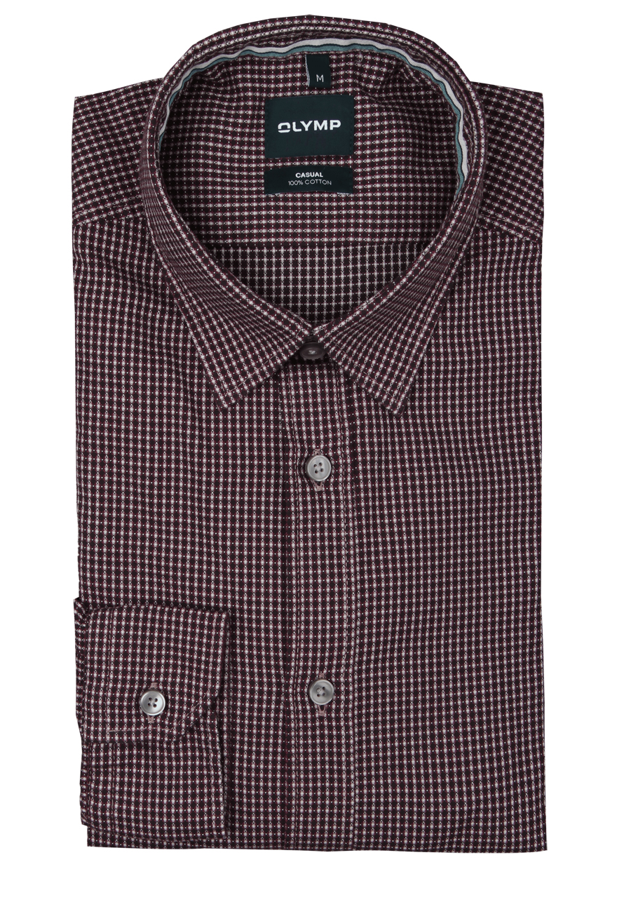 Produktbild f�r 'OLYMP Casual Hemd Langarm New Kent Kragen Muster rot'