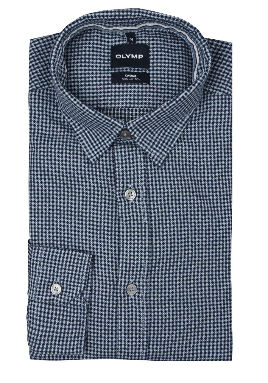 Produktbild f�r 'OLYMP Casual Hemd Langarm New Kent Kragen Muster blau'