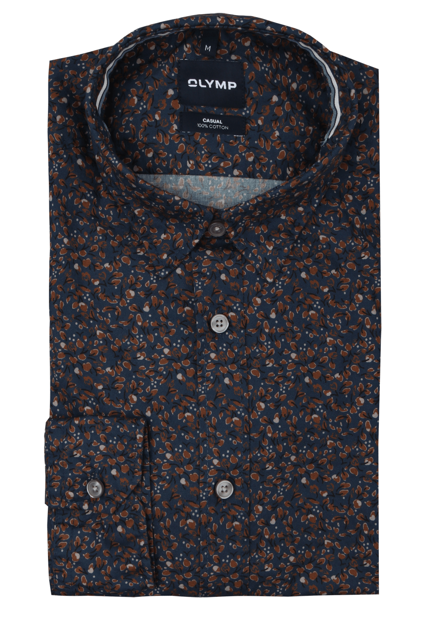 Produktbild f�r 'OLYMP Casual Hemd Langarm New Kent Kragen Muster blau'