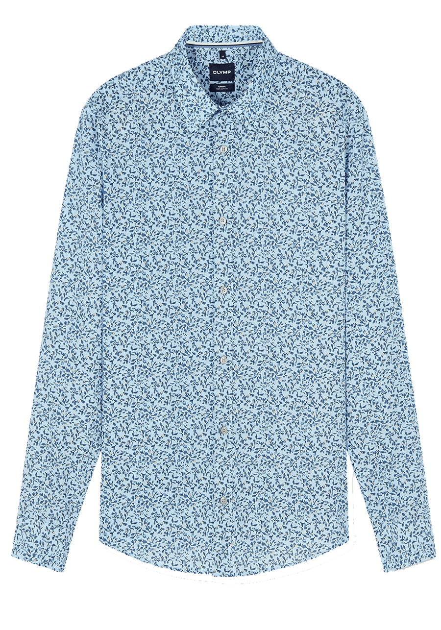 Produktbild f�r 'OLYMP Casual Hemd Langarm New Kent Kragen Muster hellblau'
