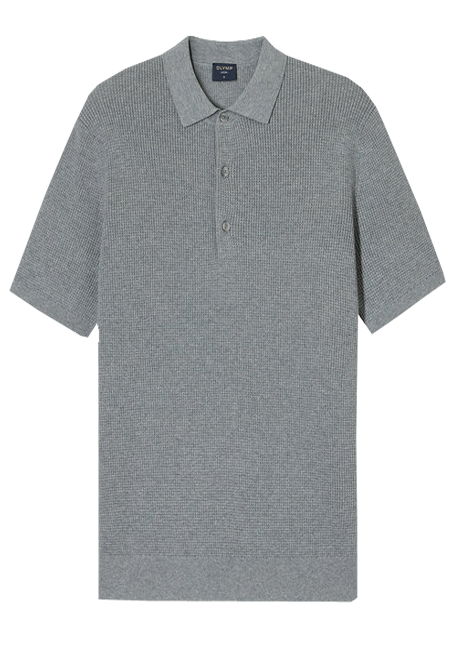Produktbild f�r 'OLYMP Casual Strick Polo Halbarm gekn�pfter Polokragen Strick grau'