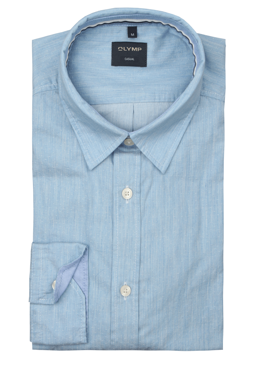 Produktbild f�r 'OLYMP Casual Hemd Langarm New Kent Kragen Fischgratstruktur hellblau'