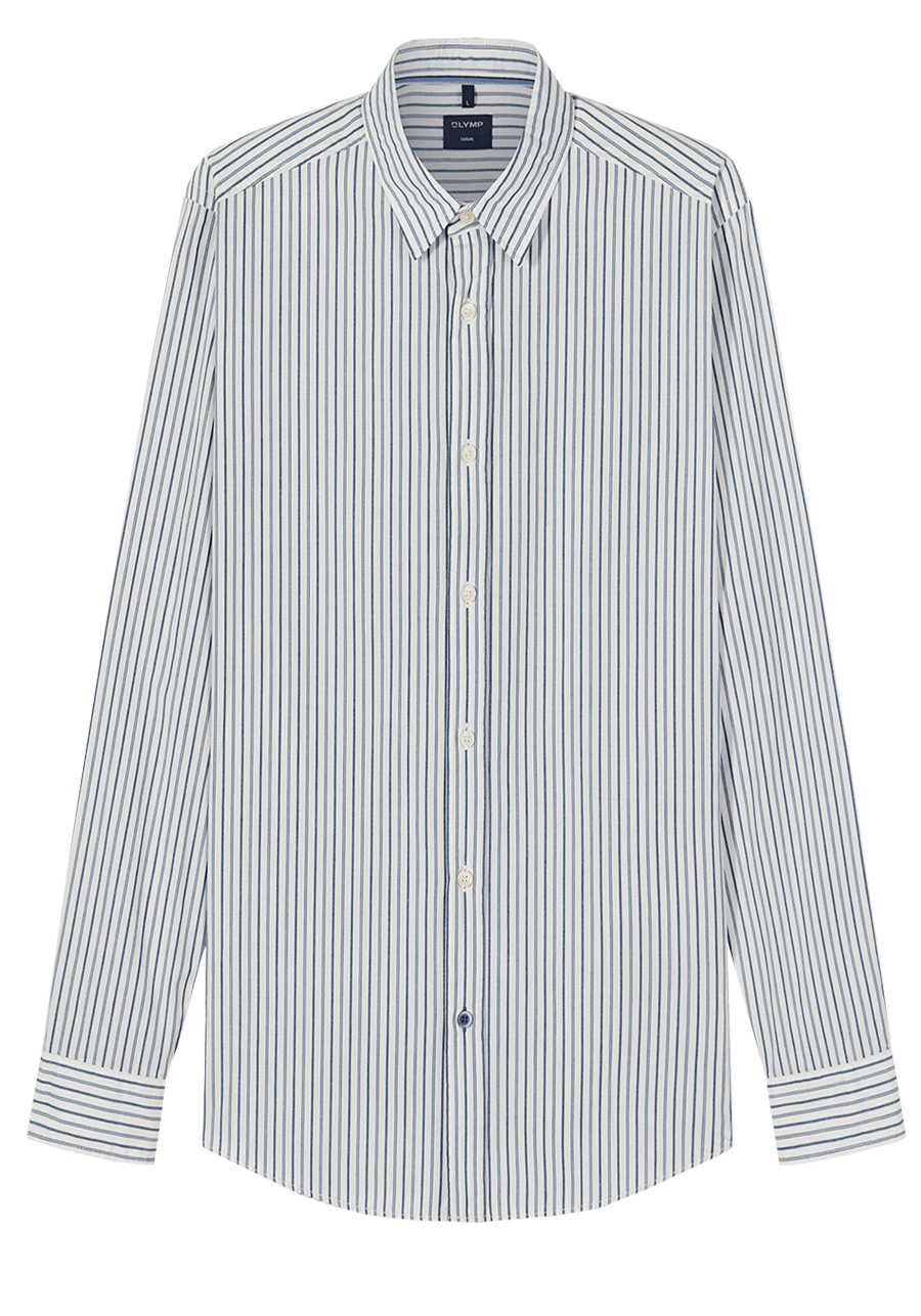 Produktbild f�r 'OLYMP Casual Hemd Langarm New Kent Kragen Streifen blau'