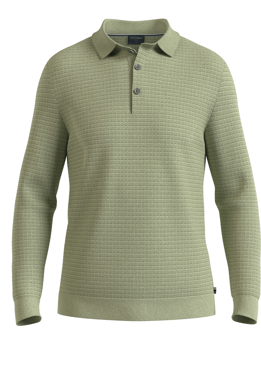 Produktbild f�r 'OLYMP Casual Strick Polo Langarm gekn�pfter Polokragen Strick gr�n'