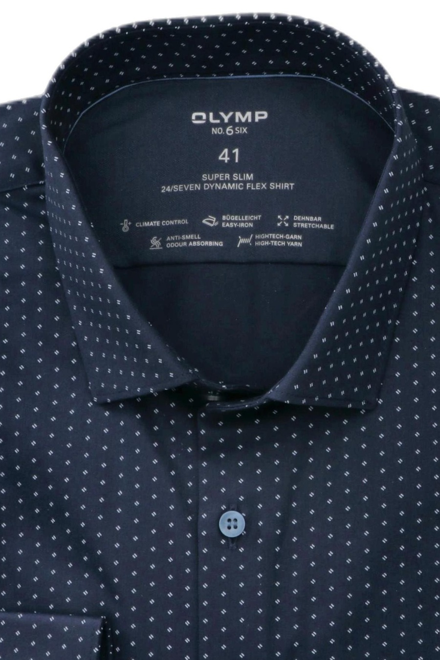 OLYMP No. Six Muster Kent super 24/Seven Kragen New Hemd slim Langarm blau