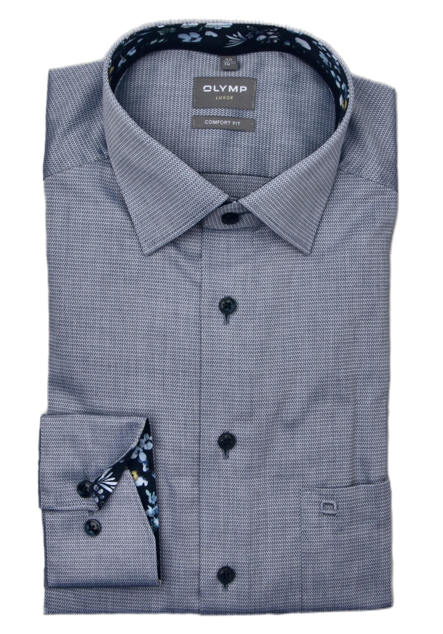 Produktbild fr 'OLYMP Luxor comfort fit Hemd Langarm New Kent Kragen Struktur rauchblau'