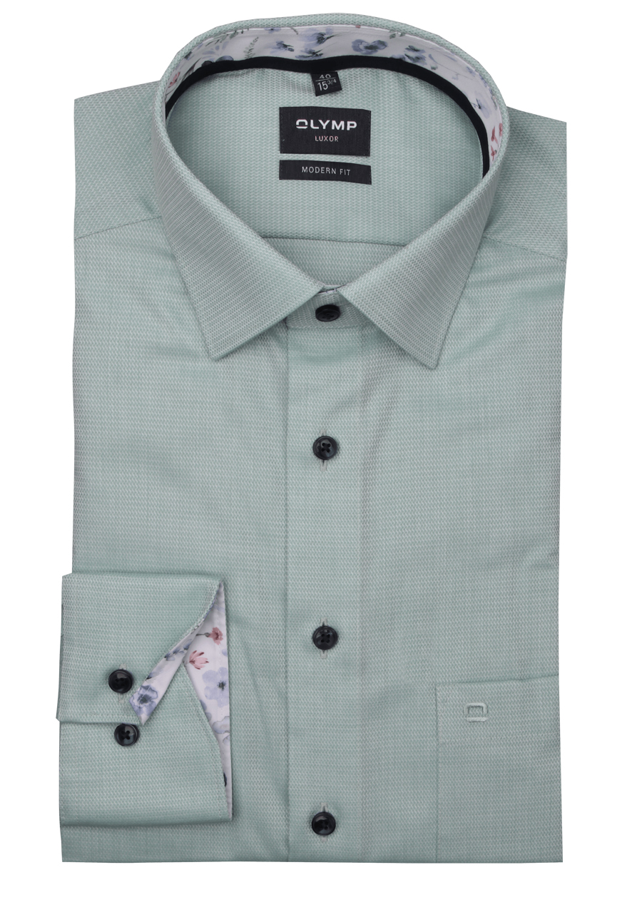 Produktbild fr 'OLYMP Luxor modern fit Hemd extra langer Arm New Kent Kragen Struktur grn'