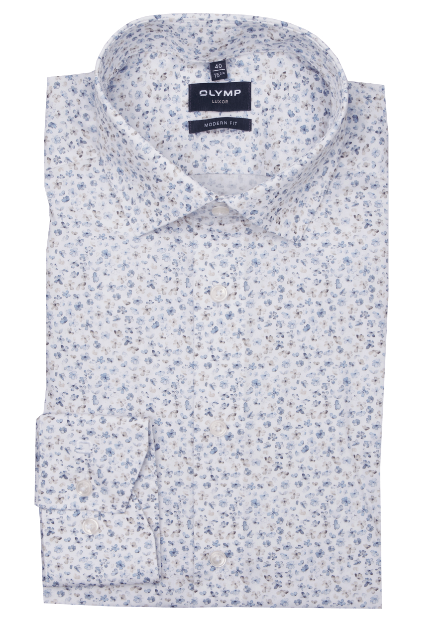 Produktbild fr 'OLYMP Luxor modern fit Hemd extra langer Arm New Kent Kragen Blumenmuster blau'