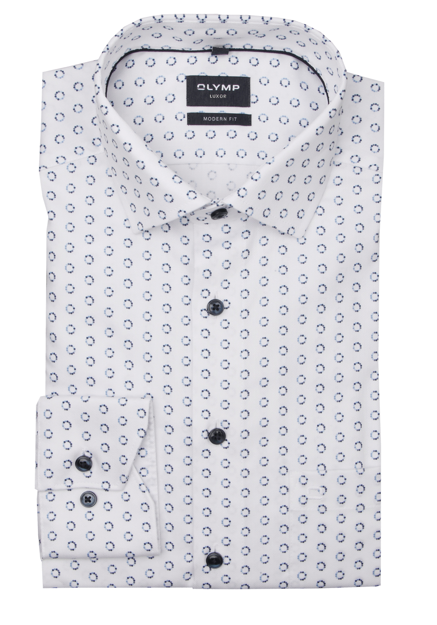 Produktbild fr 'OLYMP Luxor modern fit Hemd extra langer Arm New Kent Kragen Fil a Fil Muster wei'