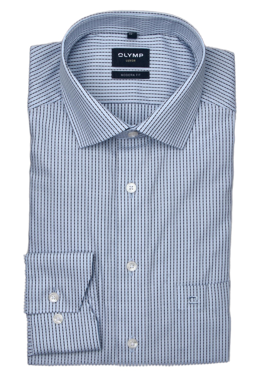 Produktbild fr 'OLYMP Luxor modern fit Hemd extra langer Arm New Kent Kragen Streifen blau'