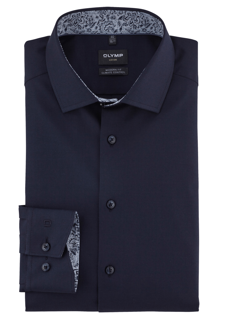 Produktbild fr 'OLYMP Luxor 24/Seven modern fit Hemd Langarm New Kent Kragen Stretch nachtblau'