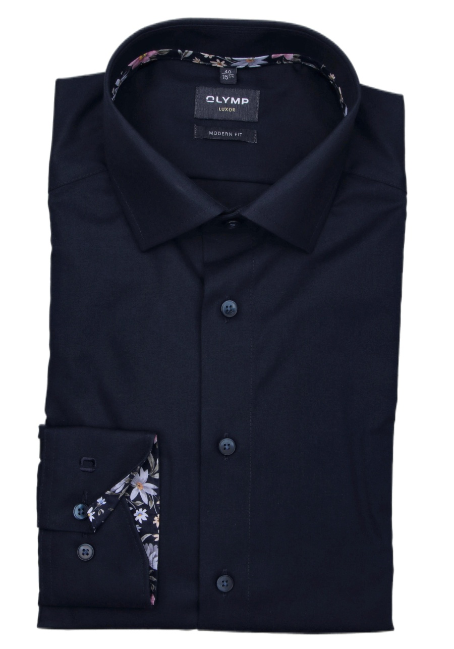 Produktbild fr 'OLYMP Luxor modern fit Hemd Langarm New Kent Kragen nachtblau'