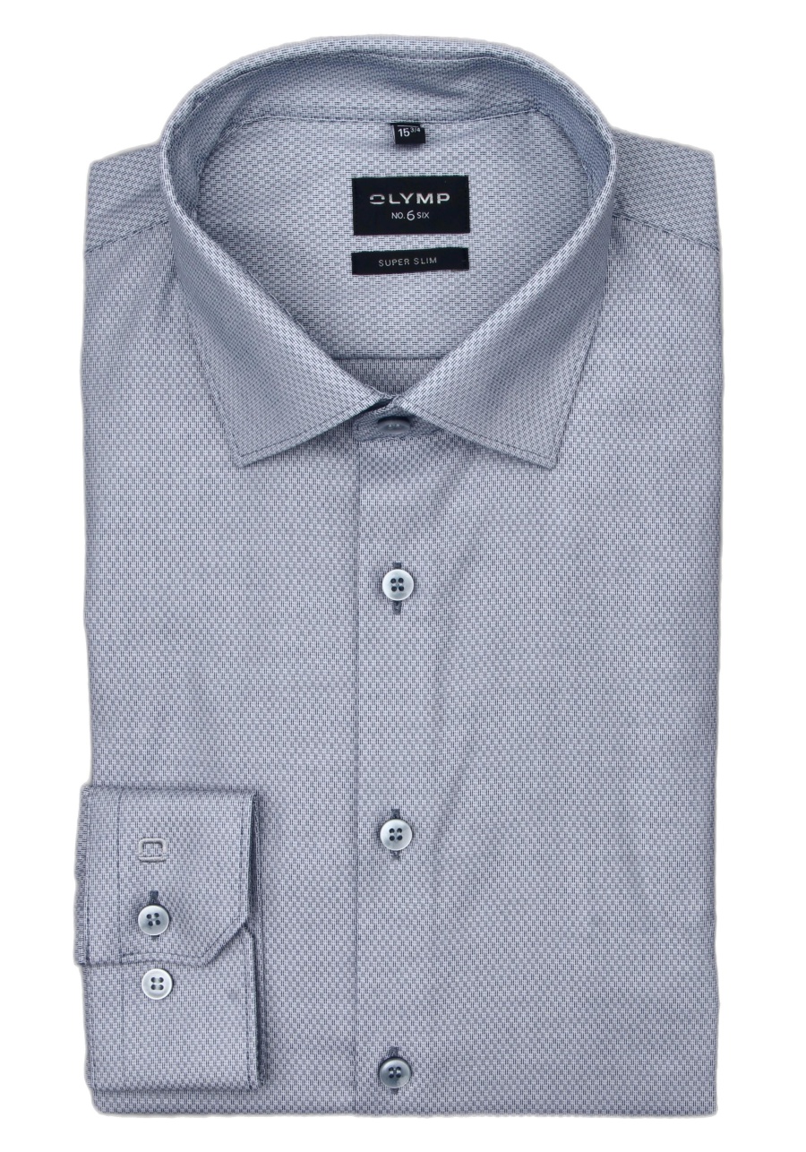 Produktbild fr 'OLYMP No. Six super slim Hemd Langarm Arm New Kent Kragen Struktur dunkelblau'