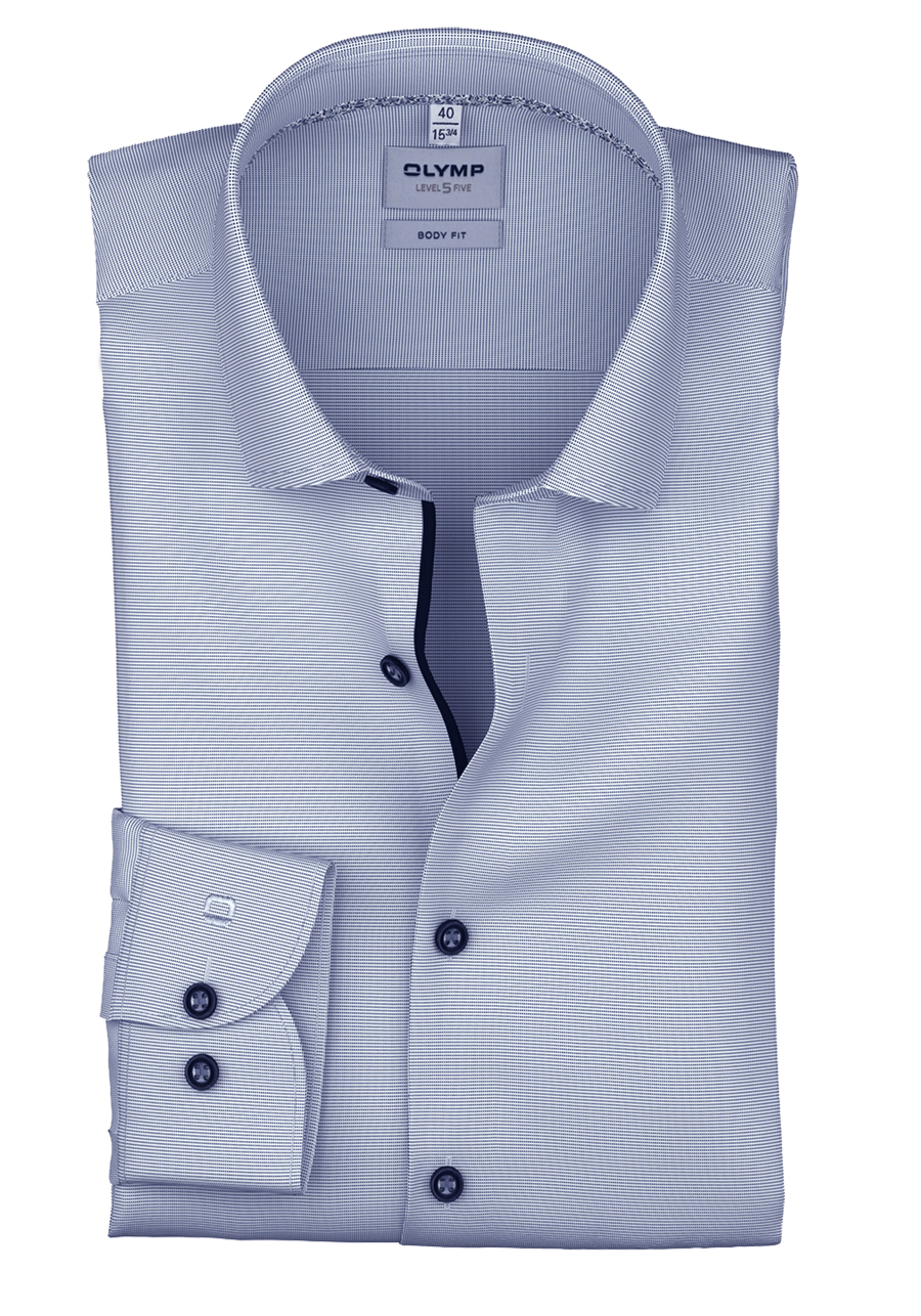 Produktbild f�r 'OLYMP Level Five body fit Hemd extra langer Arm New Kent Kragen Fil a Fil blau'