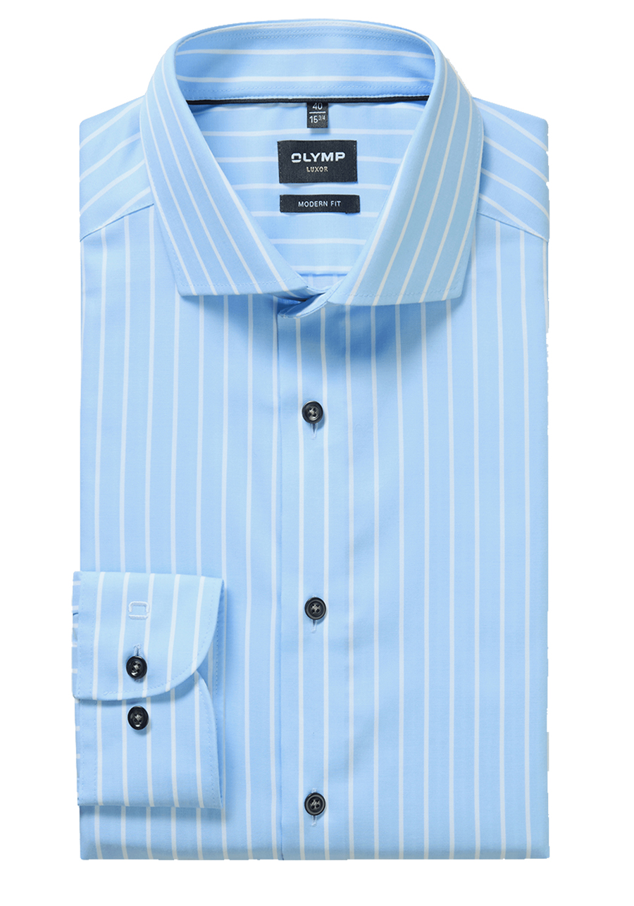 Produktbild f�r 'OLYMP Luxor modern fit Hemd Langarm Haifischkragen Streifen blau'
