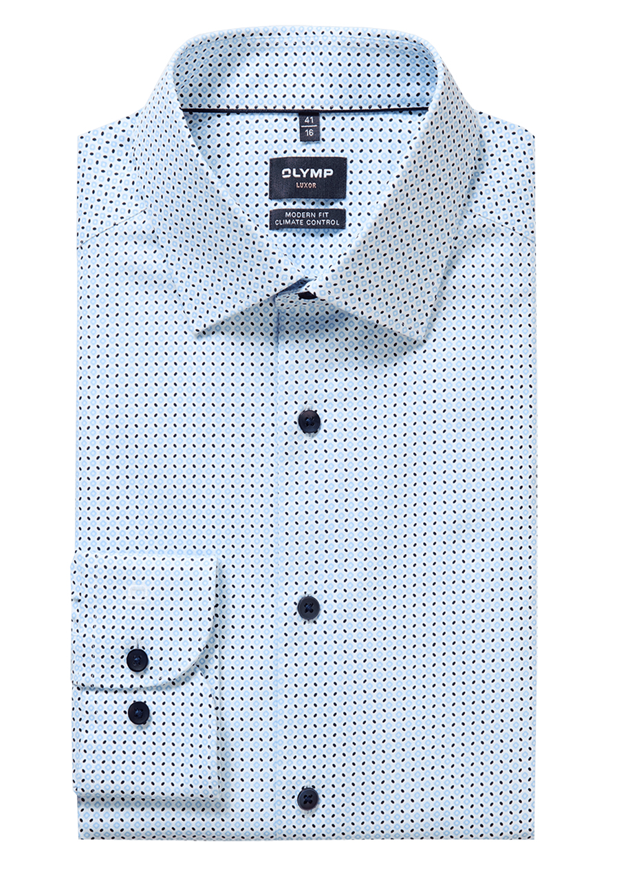 Produktbild f�r 'OLYMP Luxor 24/Seven modern fit Hemd Langarm New Kent Kragen Muster wei�'